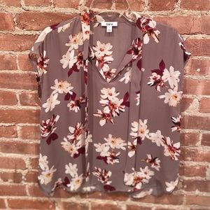 Bar III Floral Tie-neck Blouse